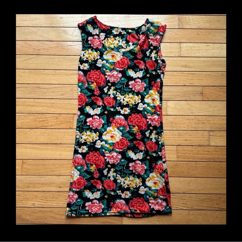 Sexy Floral Sleeveless Micro Mini Dress Bodycon Velvet Women’s Size M Medium